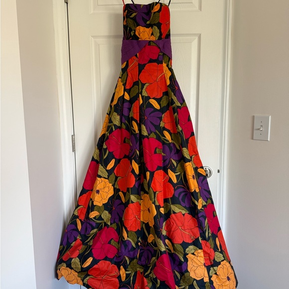 Vintage 1950s Jean Allen Floral Strappy Dress Hoop Crinoline Skirting Size 10
